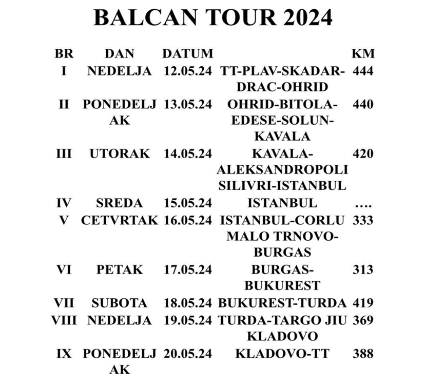 Balkan tour 2024