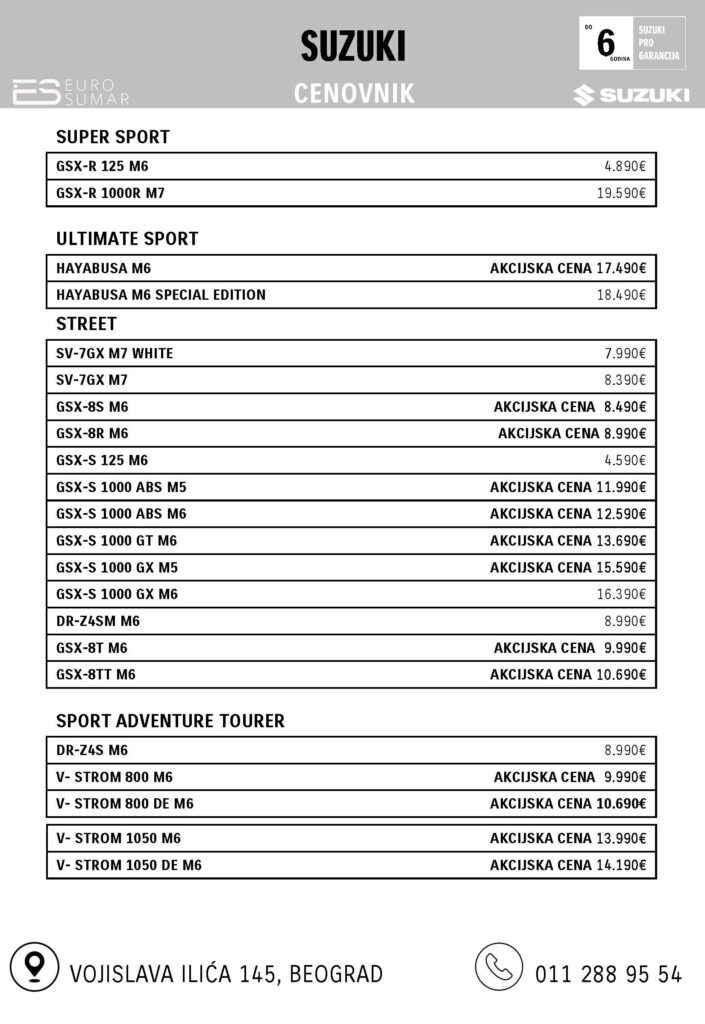 Suzuki motocikli na specijalnoj letnjoj akciji
